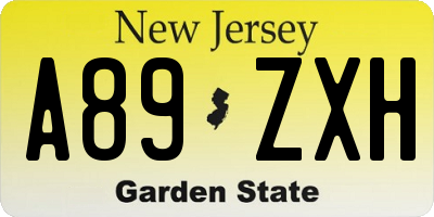 NJ license plate A89ZXH
