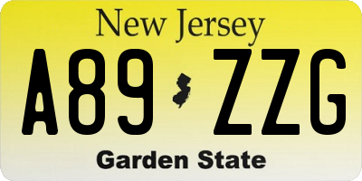 NJ license plate A89ZZG