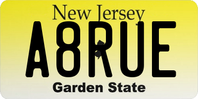 NJ license plate A8RUE