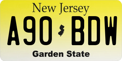 NJ license plate A90BDW