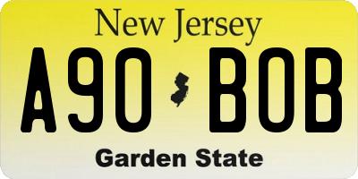 NJ license plate A90BOB