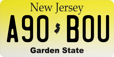 NJ license plate A90BOU