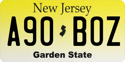 NJ license plate A90BOZ