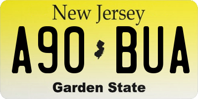 NJ license plate A90BUA