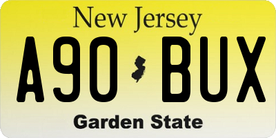 NJ license plate A90BUX