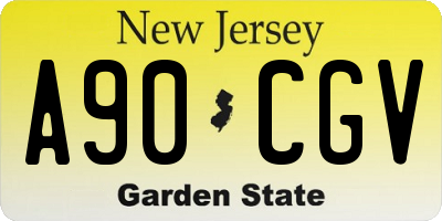 NJ license plate A90CGV