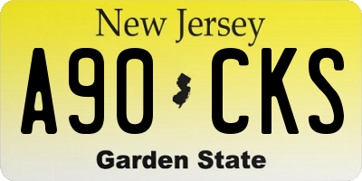 NJ license plate A90CKS