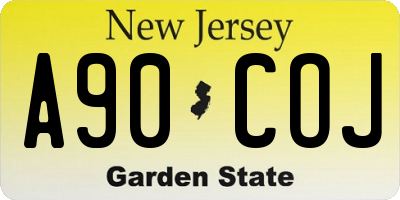 NJ license plate A90COJ