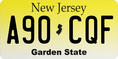NJ license plate A90CQF