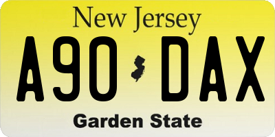 NJ license plate A90DAX