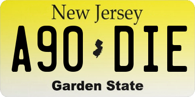 NJ license plate A90DIE