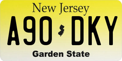NJ license plate A90DKY