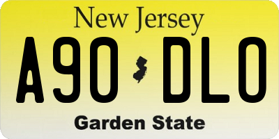 NJ license plate A90DLO