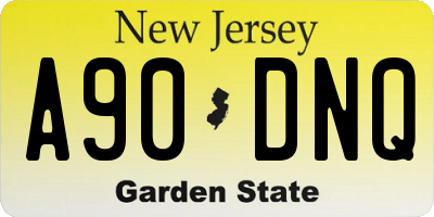 NJ license plate A90DNQ