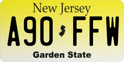 NJ license plate A90FFW