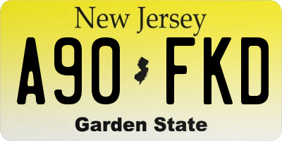 NJ license plate A90FKD