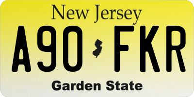 NJ license plate A90FKR