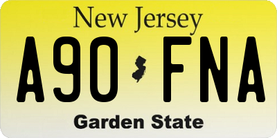 NJ license plate A90FNA