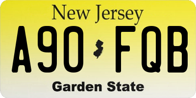NJ license plate A90FQB
