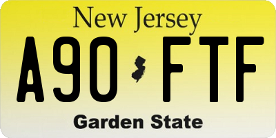 NJ license plate A90FTF