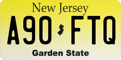 NJ license plate A90FTQ