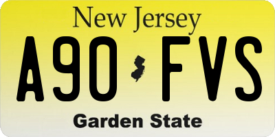 NJ license plate A90FVS