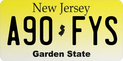 NJ license plate A90FYS