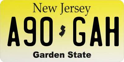NJ license plate A90GAH