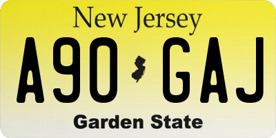 NJ license plate A90GAJ