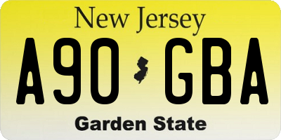 NJ license plate A90GBA