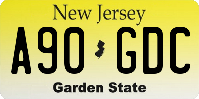 NJ license plate A90GDC