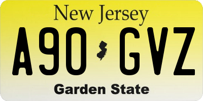 NJ license plate A90GVZ