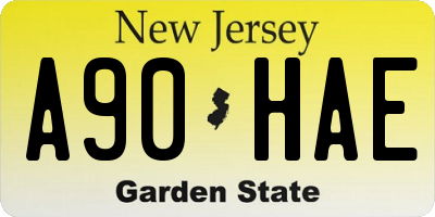 NJ license plate A90HAE