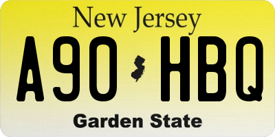 NJ license plate A90HBQ