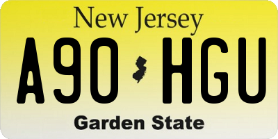 NJ license plate A90HGU