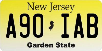 NJ license plate A90IAB