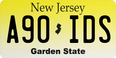 NJ license plate A90IDS