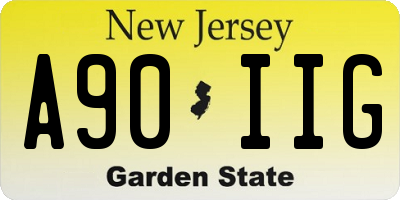 NJ license plate A90IIG