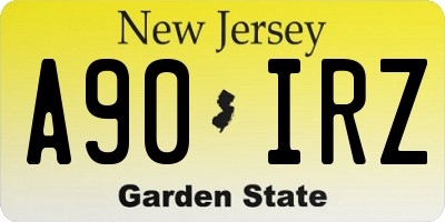 NJ license plate A90IRZ