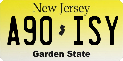 NJ license plate A90ISY