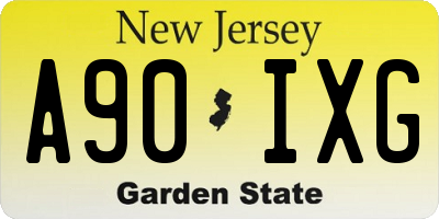 NJ license plate A90IXG