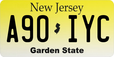 NJ license plate A90IYC