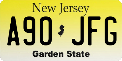 NJ license plate A90JFG