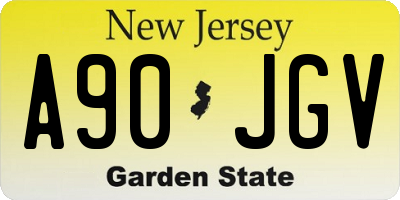 NJ license plate A90JGV