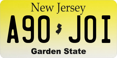 NJ license plate A90JOI