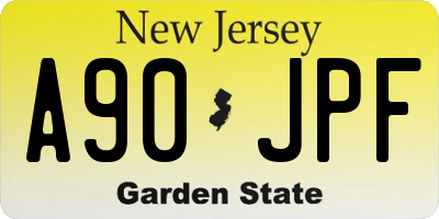 NJ license plate A90JPF