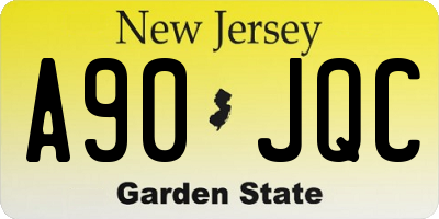 NJ license plate A90JQC