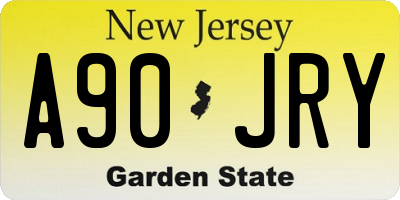 NJ license plate A90JRY