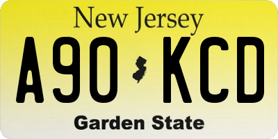 NJ license plate A90KCD