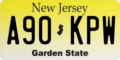 NJ license plate A90KPW